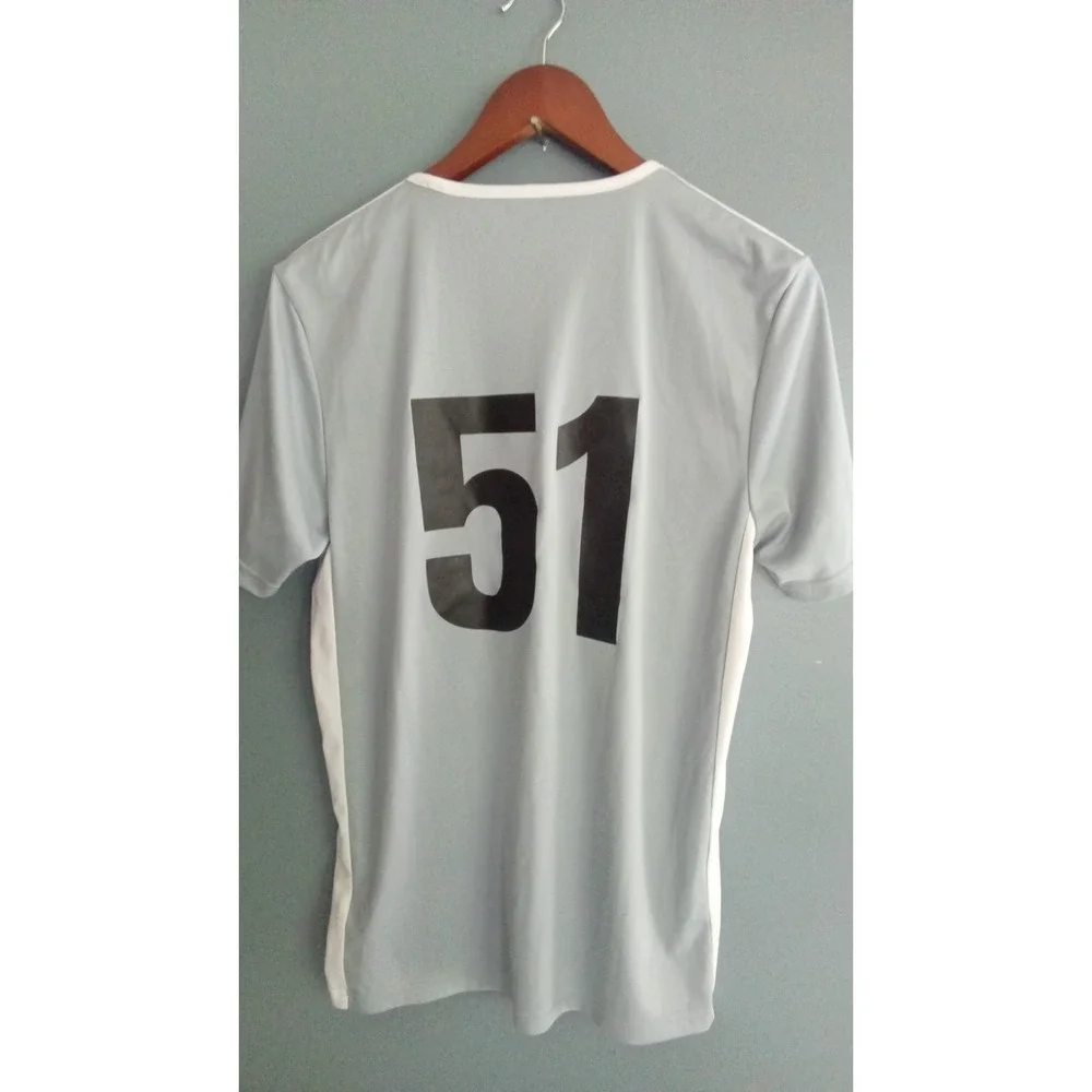 Adidas Climalite Soccer Jersey Grey White Short Sleeve Number 51 Mens Small